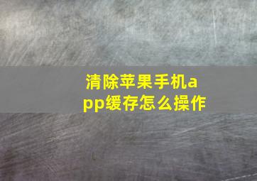 清除苹果手机app缓存怎么操作