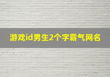 游戏id男生2个字霸气网名