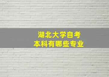 湖北大学自考本科有哪些专业