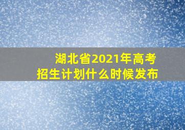 湖北省2021年高考招生计划什么时候发布