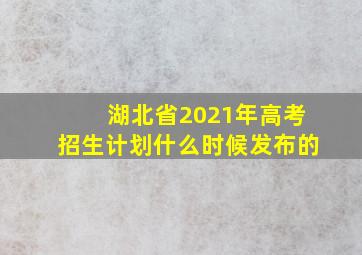 湖北省2021年高考招生计划什么时候发布的