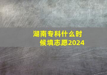 湖南专科什么时候填志愿2024