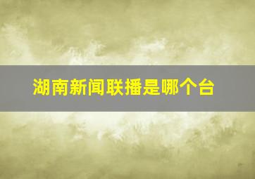 湖南新闻联播是哪个台