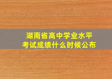 湖南省高中学业水平考试成绩什么时候公布