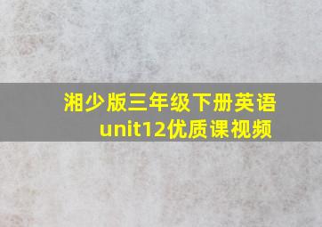 湘少版三年级下册英语unit12优质课视频