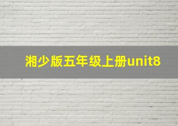 湘少版五年级上册unit8