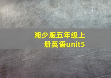 湘少版五年级上册英语unit5