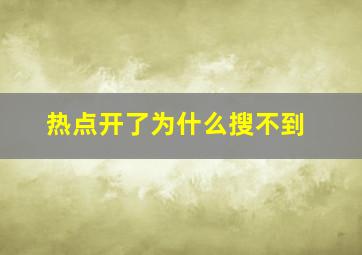 热点开了为什么搜不到