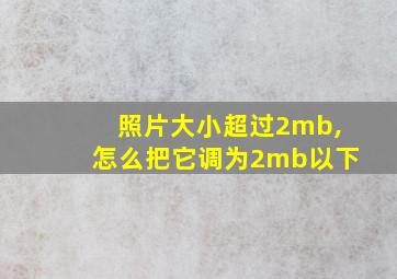 照片大小超过2mb,怎么把它调为2mb以下