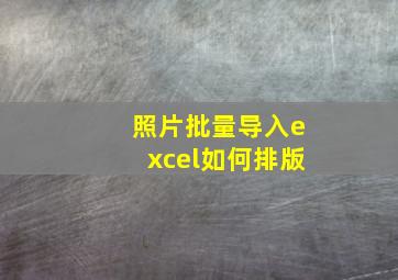 照片批量导入excel如何排版