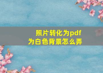 照片转化为pdf为白色背景怎么弄