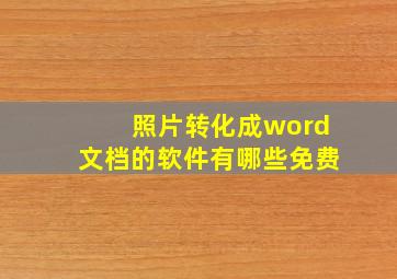 照片转化成word文档的软件有哪些免费