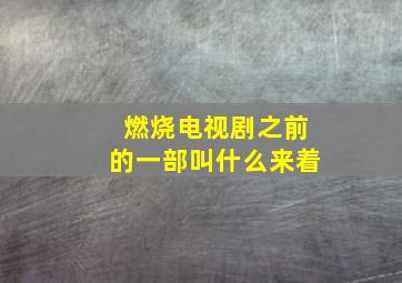 燃烧电视剧之前的一部叫什么来着