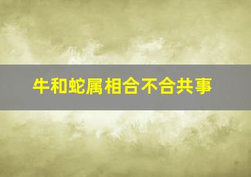 牛和蛇属相合不合共事