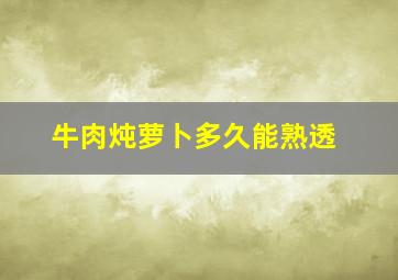 牛肉炖萝卜多久能熟透