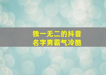 独一无二的抖音名字男霸气冷酷