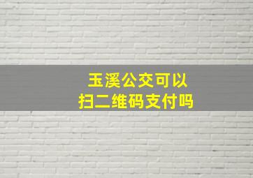 玉溪公交可以扫二维码支付吗