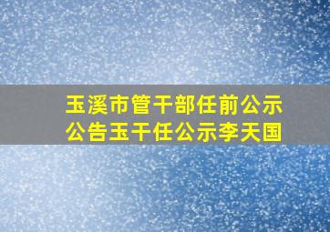 玉溪市管干部任前公示公告玉干任公示李天国