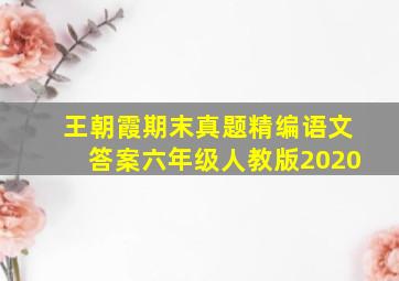 王朝霞期末真题精编语文答案六年级人教版2020