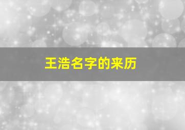 王浩名字的来历