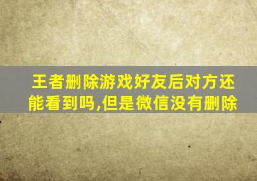 王者删除游戏好友后对方还能看到吗,但是微信没有删除