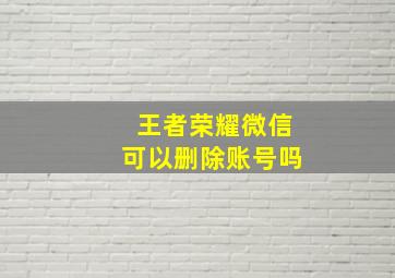 王者荣耀微信可以删除账号吗