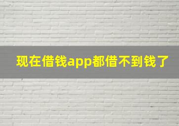 现在借钱app都借不到钱了