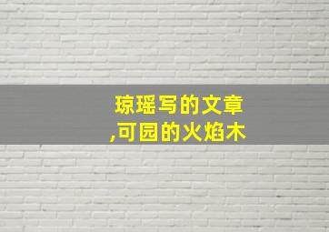 琼瑶写的文章,可园的火焰木