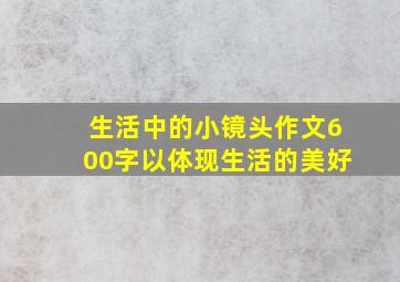 生活中的小镜头作文600字以体现生活的美好