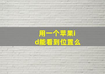 用一个苹果id能看到位置么