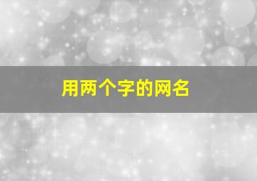 用两个字的网名