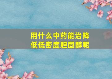 用什么中药能治降低低密度胆固醇呢