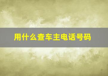 用什么查车主电话号码