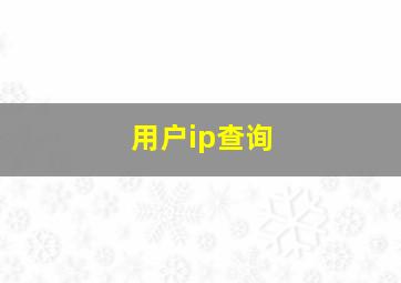 用户ip查询