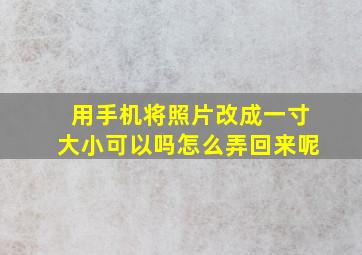 用手机将照片改成一寸大小可以吗怎么弄回来呢