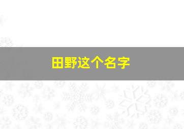 田野这个名字