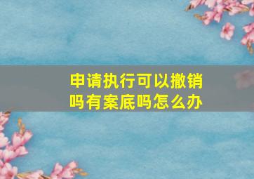 申请执行可以撤销吗有案底吗怎么办