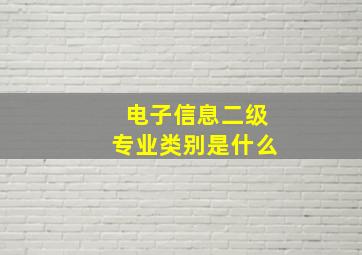 电子信息二级专业类别是什么