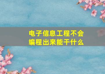 电子信息工程不会编程出来能干什么