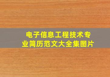 电子信息工程技术专业简历范文大全集图片