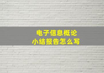 电子信息概论小结报告怎么写