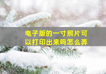 电子版的一寸照片可以打印出来吗怎么弄