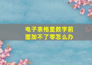 电子表格里数字前面加不了零怎么办