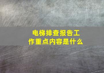 电梯排查报告工作重点内容是什么