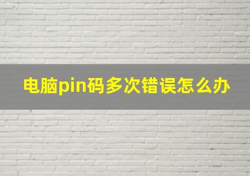 电脑pin码多次错误怎么办