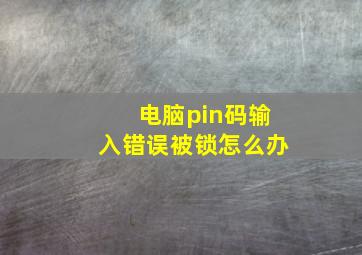 电脑pin码输入错误被锁怎么办