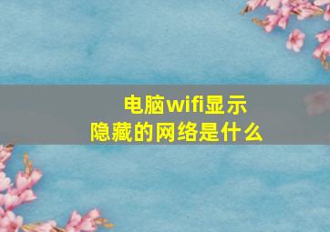 电脑wifi显示隐藏的网络是什么