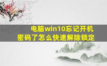 电脑win10忘记开机密码了怎么快速解除锁定