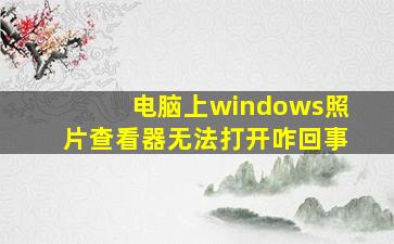 电脑上windows照片查看器无法打开咋回事