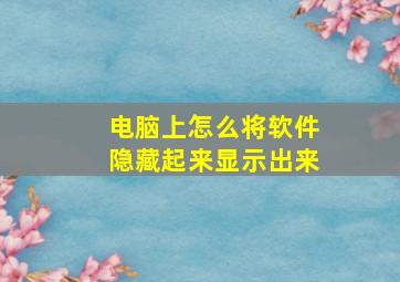 电脑上怎么将软件隐藏起来显示出来